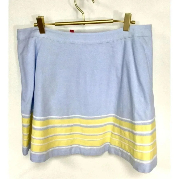 Vineyard Vines Women's Blue Yellow Striped Oxford Circle A-Line Skirt Size 10 - Picture 1 of 9